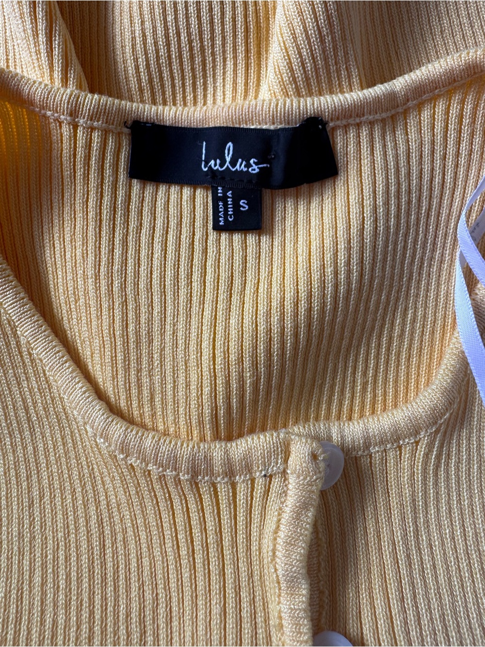 Lulu's Sunlit Ribbed Button Tank - Pale Yellow - Picture 7 of 8